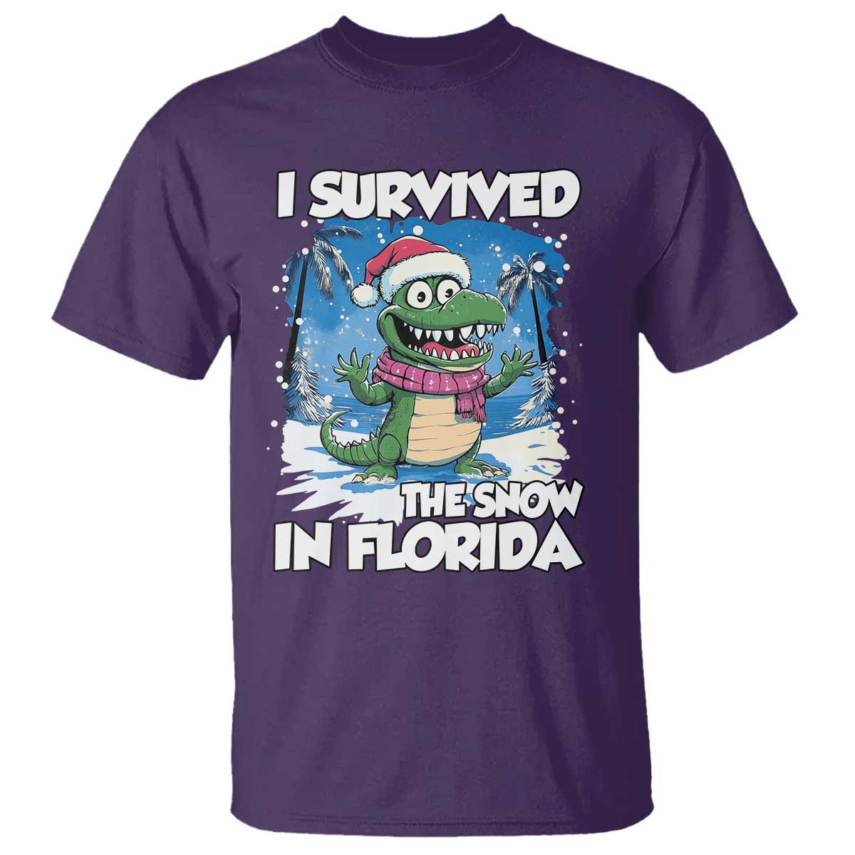 I Survived The Snow In Florida T Shirt Funny Crocodile