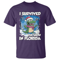I Survived The Snow In Florida T Shirt Funny Crocodile