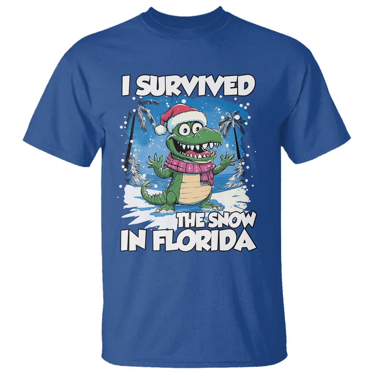 I Survived The Snow In Florida T Shirt Funny Crocodile