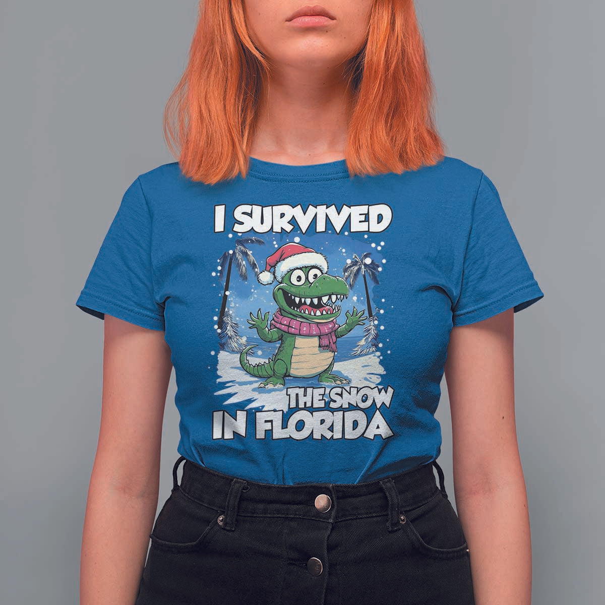 I Survived The Snow In Florida T Shirt For Women Funny Crocodile