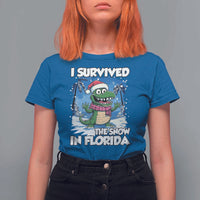 I Survived The Snow In Florida T Shirt For Women Funny Crocodile