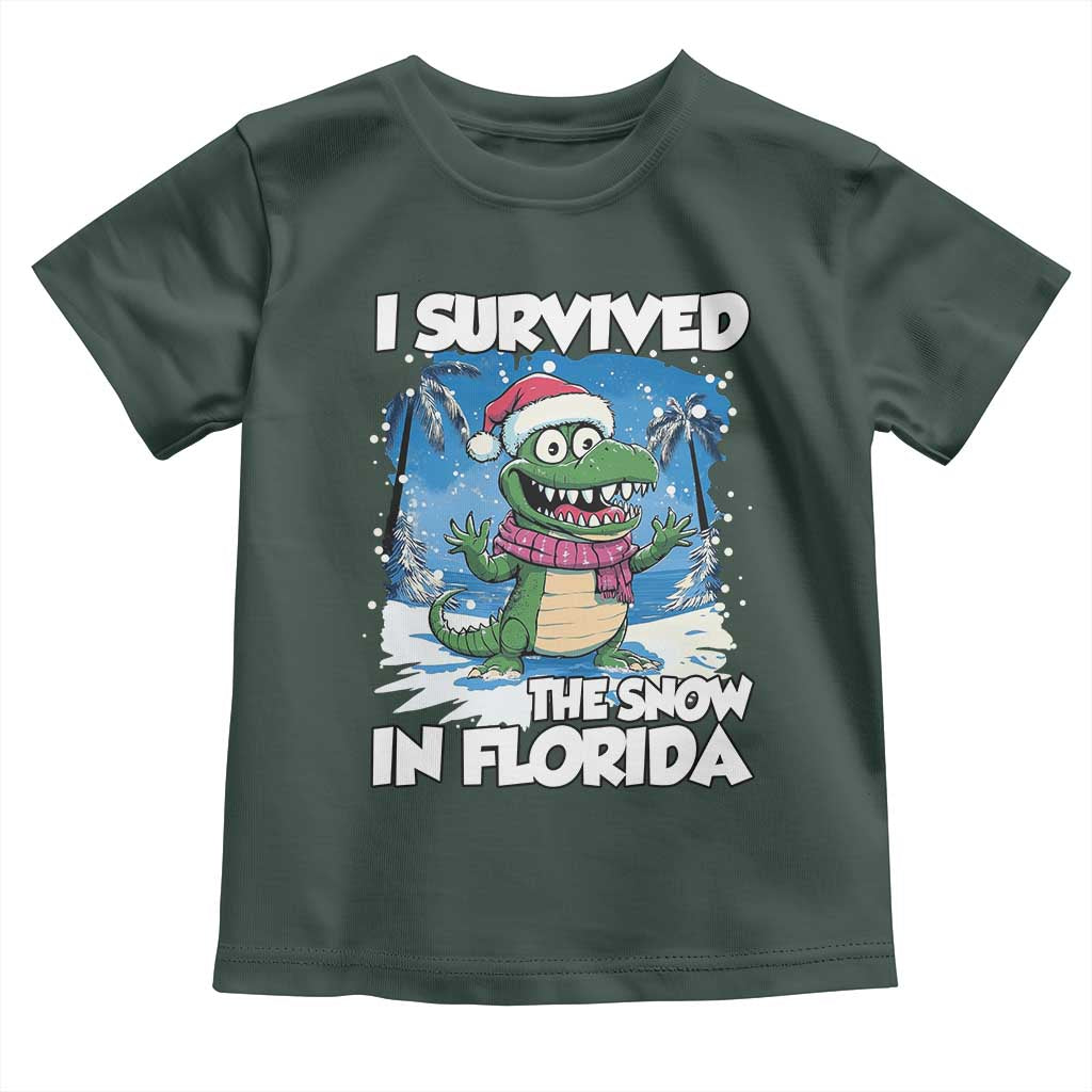 I Survived The Snow In Florida Toddler T Shirt Funny Crocodile