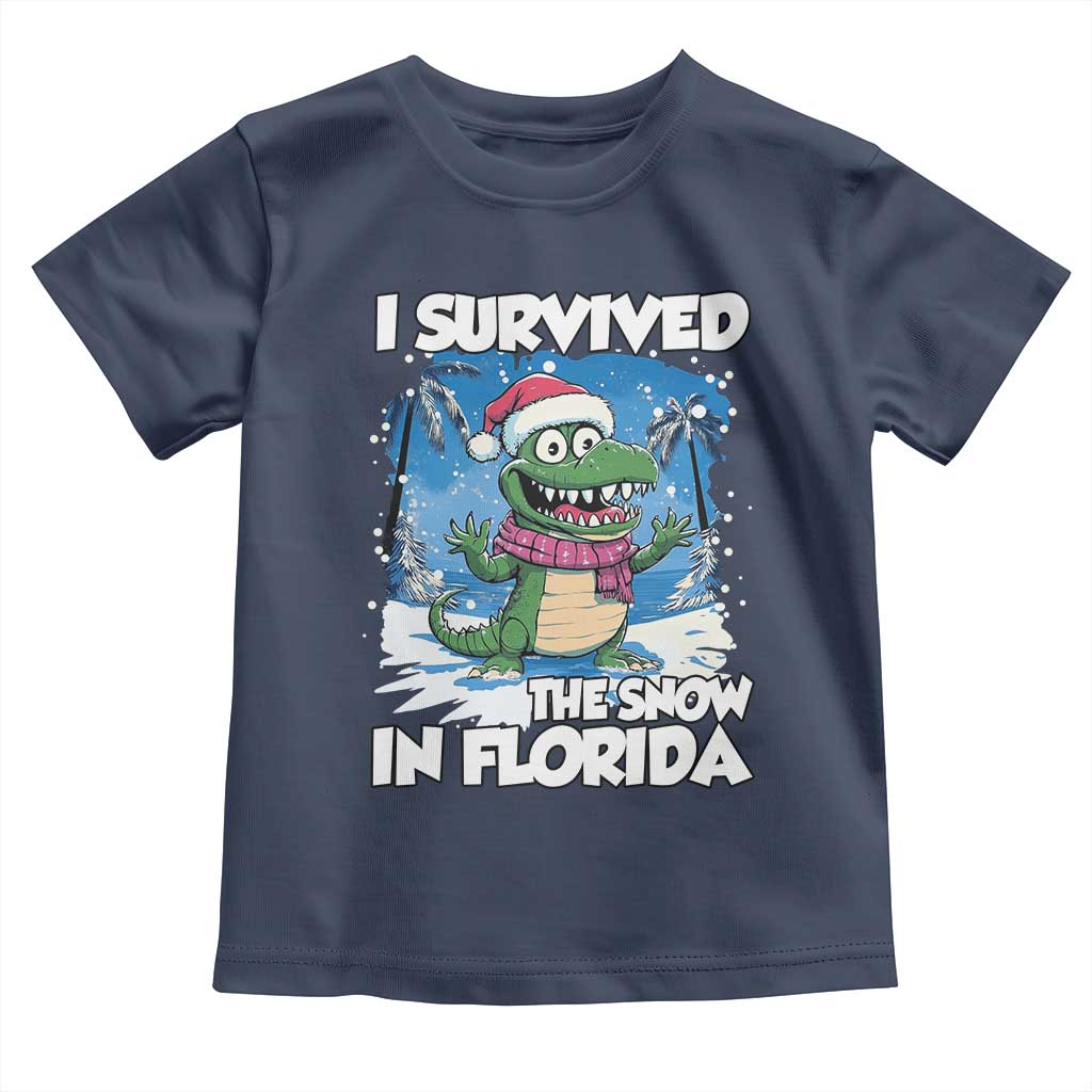 I Survived The Snow In Florida Toddler T Shirt Funny Crocodile