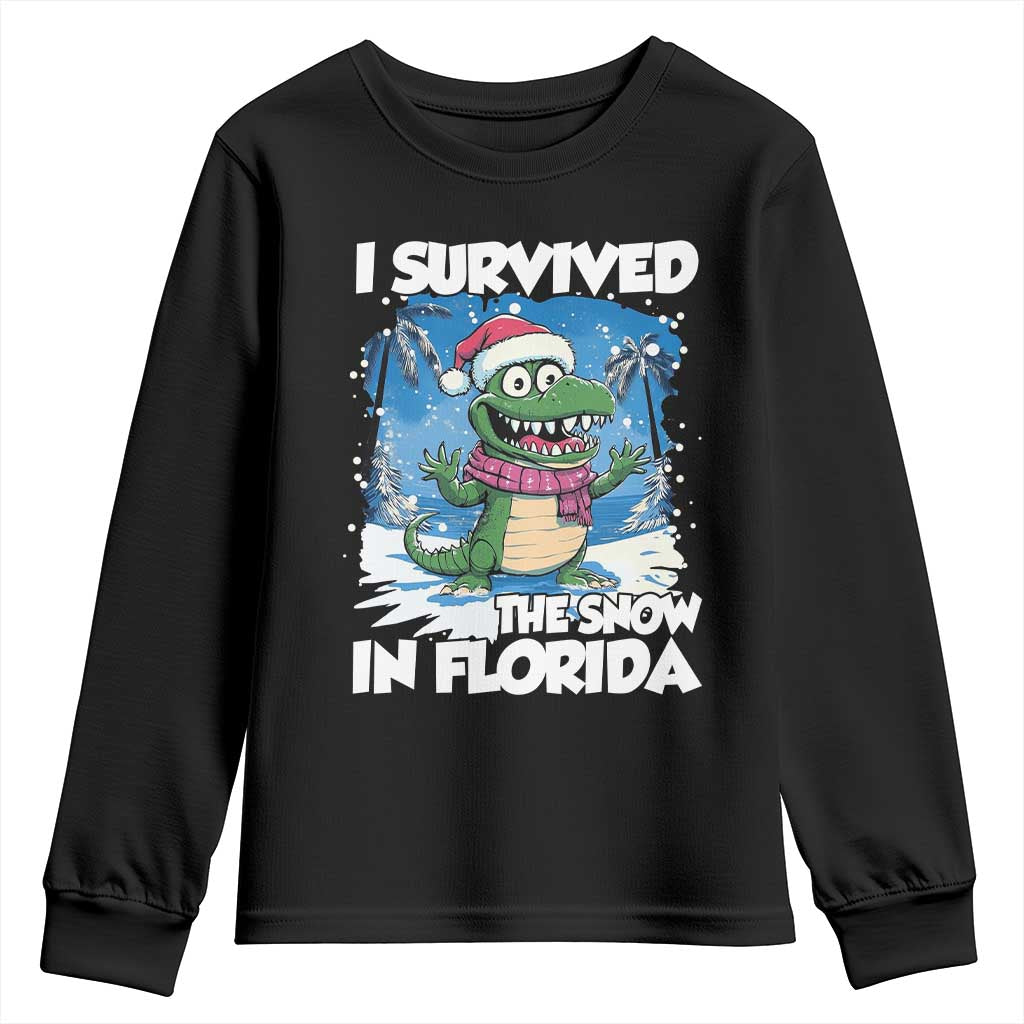 I Survived The Snow In Florida Youth Sweatshirt Funny Crocodile