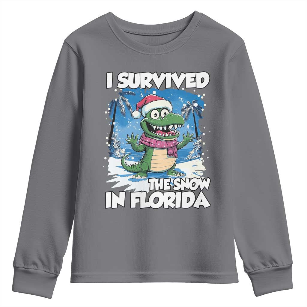 I Survived The Snow In Florida Youth Sweatshirt Funny Crocodile