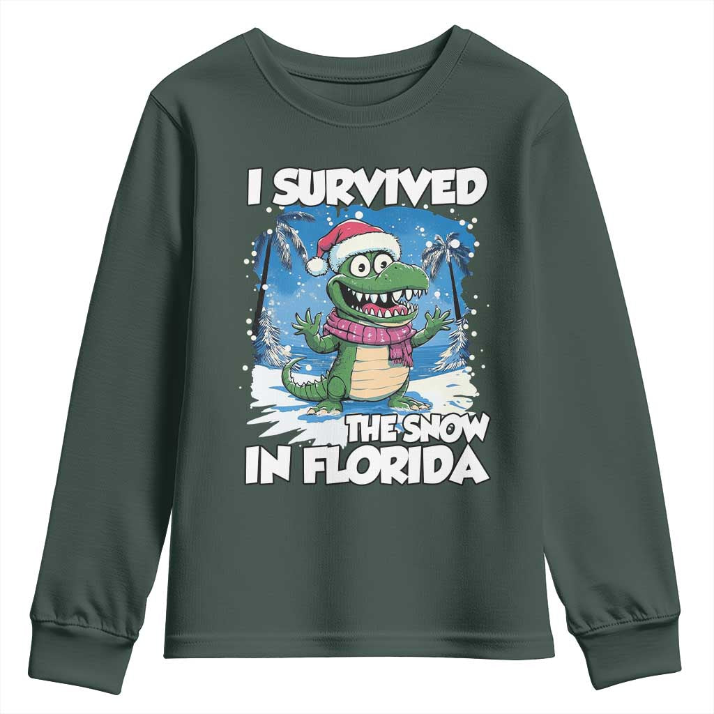 I Survived The Snow In Florida Youth Sweatshirt Funny Crocodile