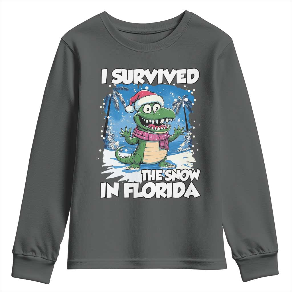 I Survived The Snow In Florida Youth Sweatshirt Funny Crocodile
