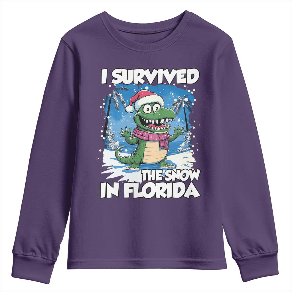 I Survived The Snow In Florida Youth Sweatshirt Funny Crocodile