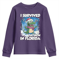 I Survived The Snow In Florida Youth Sweatshirt Funny Crocodile