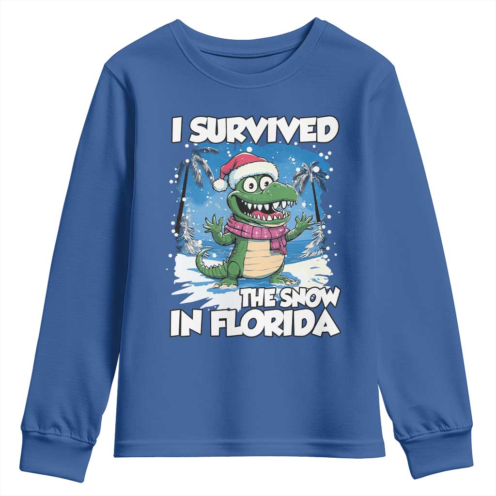 I Survived The Snow In Florida Youth Sweatshirt Funny Crocodile