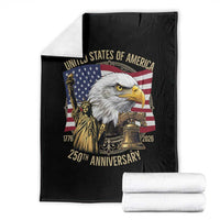 USA 250th Anniversary 1776 2026 4th of July Throw Blanket Patriotic Eagle Liberty Bell Statue of Liberty Graphic