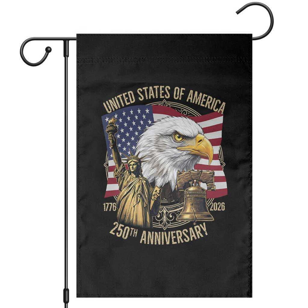 USA 250th Anniversary 1776 2026 4th of July Garden Flag Patriotic Eagle Liberty Bell Statue of Liberty Graphic