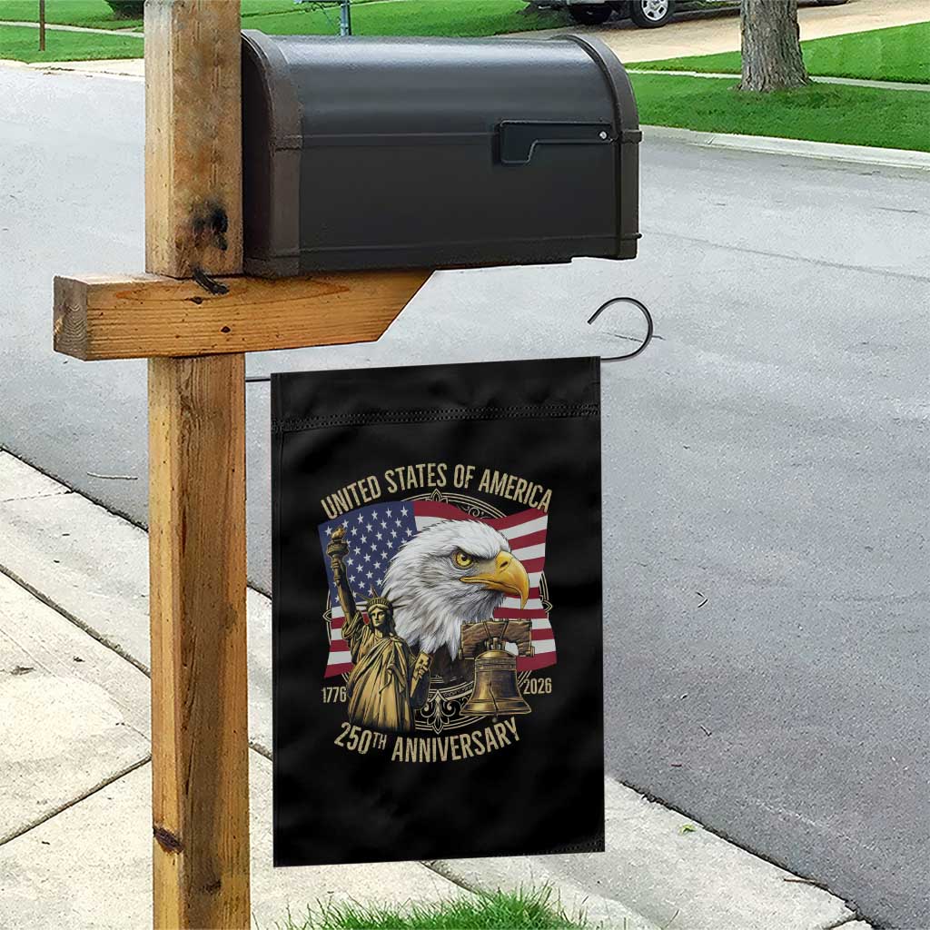 USA 250th Anniversary 1776 2026 4th of July Garden Flag Patriotic Eagle Liberty Bell Statue of Liberty Graphic