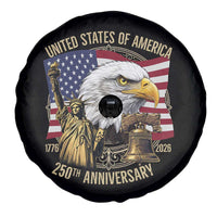 USA 250th Anniversary 1776 2026 4th of July Spare Tire Cover Patriotic Eagle Liberty Bell Statue of Liberty Graphic