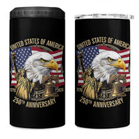 USA 250th Anniversary 1776 2026 4th of July 4 in 1 Can Cooler Tumbler Patriotic Eagle Liberty Bell Statue of Liberty Graphic