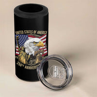 USA 250th Anniversary 1776 2026 4th of July 4 in 1 Can Cooler Tumbler Patriotic Eagle Liberty Bell Statue of Liberty Graphic