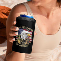 USA 250th Anniversary 1776 2026 4th of July 4 in 1 Can Cooler Tumbler Patriotic Eagle Liberty Bell Statue of Liberty Graphic