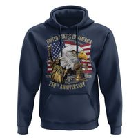 USA 250th Anniversary 1776 2026 4th of July Hoodie Patriotic Eagle Liberty Bell Statue of Liberty Graphic