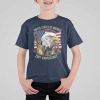 USA 250th Anniversary 1776 2026 4th of July T Shirt For Kid Patriotic Eagle Liberty Bell Statue of Liberty Graphic