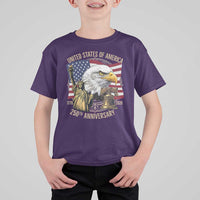 USA 250th Anniversary 1776 2026 4th of July T Shirt For Kid Patriotic Eagle Liberty Bell Statue of Liberty Graphic