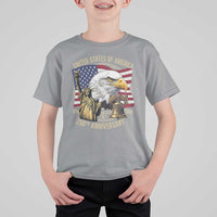USA 250th Anniversary 1776 2026 4th of July T Shirt For Kid Patriotic Eagle Liberty Bell Statue of Liberty Graphic