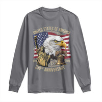 USA 250th Anniversary 1776 2026 4th of July Long Sleeve Shirt Patriotic Eagle Liberty Bell Statue of Liberty Graphic