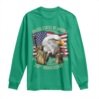 USA 250th Anniversary 1776 2026 4th of July Long Sleeve Shirt Patriotic Eagle Liberty Bell Statue of Liberty Graphic