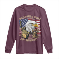 USA 250th Anniversary 1776 2026 4th of July Long Sleeve Shirt Patriotic Eagle Liberty Bell Statue of Liberty Graphic