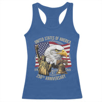 USA 250th Anniversary 1776 2026 4th of July Racerback Tank Top Patriotic Eagle Liberty Bell Statue of Liberty Graphic