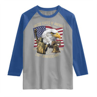 USA 250th Anniversary 1776 2026 4th of July Raglan Shirt Patriotic Eagle Liberty Bell Statue of Liberty Graphic