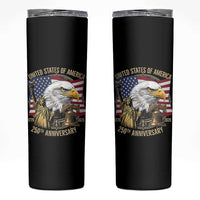 USA 250th Anniversary 1776 2026 4th of July Skinny Tumbler Patriotic Eagle Liberty Bell Statue of Liberty Graphic