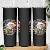 USA 250th Anniversary 1776 2026 4th of July Skinny Tumbler Patriotic Eagle Liberty Bell Statue of Liberty Graphic