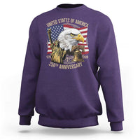 USA 250th Anniversary 1776 2026 4th of July Sweatshirt Patriotic Eagle Liberty Bell Statue of Liberty Graphic
