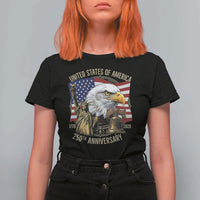 USA 250th Anniversary 1776 2026 4th of July T Shirt For Women Patriotic Eagle Liberty Bell Statue of Liberty Graphic