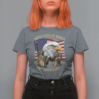 USA 250th Anniversary 1776 2026 4th of July T Shirt For Women Patriotic Eagle Liberty Bell Statue of Liberty Graphic
