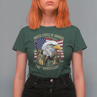 USA 250th Anniversary 1776 2026 4th of July T Shirt For Women Patriotic Eagle Liberty Bell Statue of Liberty Graphic