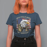 USA 250th Anniversary 1776 2026 4th of July T Shirt For Women Patriotic Eagle Liberty Bell Statue of Liberty Graphic