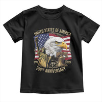 USA 250th Anniversary 1776 2026 4th of July Toddler T Shirt Patriotic Eagle Liberty Bell Statue of Liberty Graphic