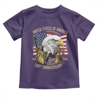 USA 250th Anniversary 1776 2026 4th of July Toddler T Shirt Patriotic Eagle Liberty Bell Statue of Liberty Graphic