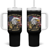 USA 250th Anniversary 1776 2026 4th of July Tumbler With Handle Patriotic Eagle Liberty Bell Statue of Liberty Graphic