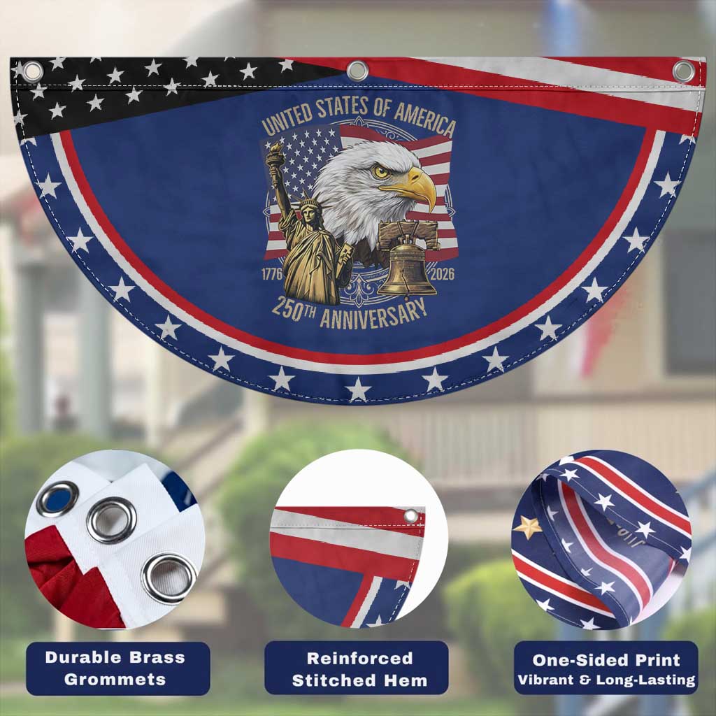 USA 250th Anniversary 1776 2026 4th of July Patriotic Fan Flag Eagle Liberty Bell Statue of Liberty Graphic