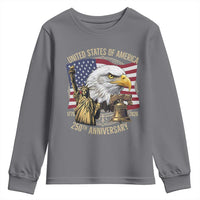 USA 250th Anniversary 1776 2026 4th of July Youth Sweatshirt Patriotic Eagle Liberty Bell Statue of Liberty Graphic