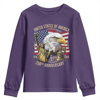 USA 250th Anniversary 1776 2026 4th of July Youth Sweatshirt Patriotic Eagle Liberty Bell Statue of Liberty Graphic