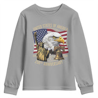 USA 250th Anniversary 1776 2026 4th of July Youth Sweatshirt Patriotic Eagle Liberty Bell Statue of Liberty Graphic