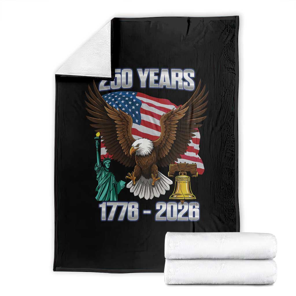 250 Years of Freedom 1776 2026 Patriotic Eagle Throw Blanket 4th of July American Flag Liberty Bell Statue of Liberty