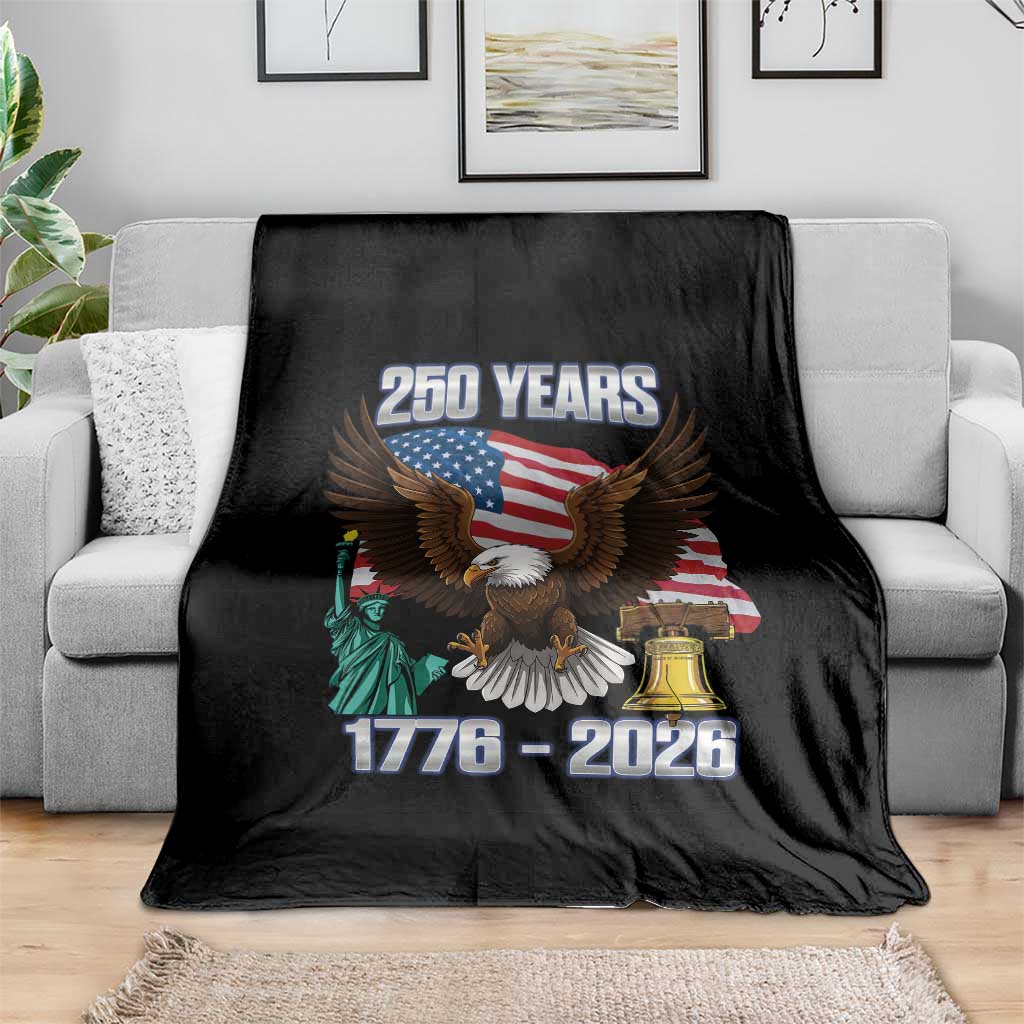 250 Years of Freedom 1776 2026 Patriotic Eagle Throw Blanket 4th of July American Flag Liberty Bell Statue of Liberty