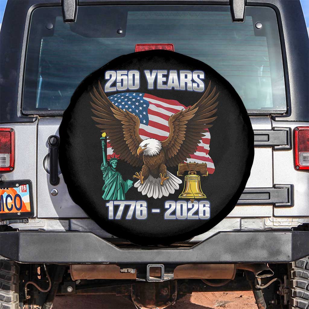 250 Years of Freedom 1776 2026 Patriotic Eagle Spare Tire Cover 4th of July American Flag Liberty Bell Statue of Liberty
