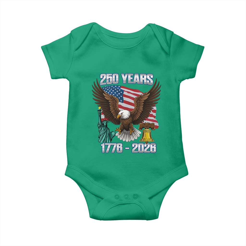 250 Years of Freedom 1776 2026 Patriotic Eagle Baby Onesie 4th of July American Flag Liberty Bell Statue of Liberty