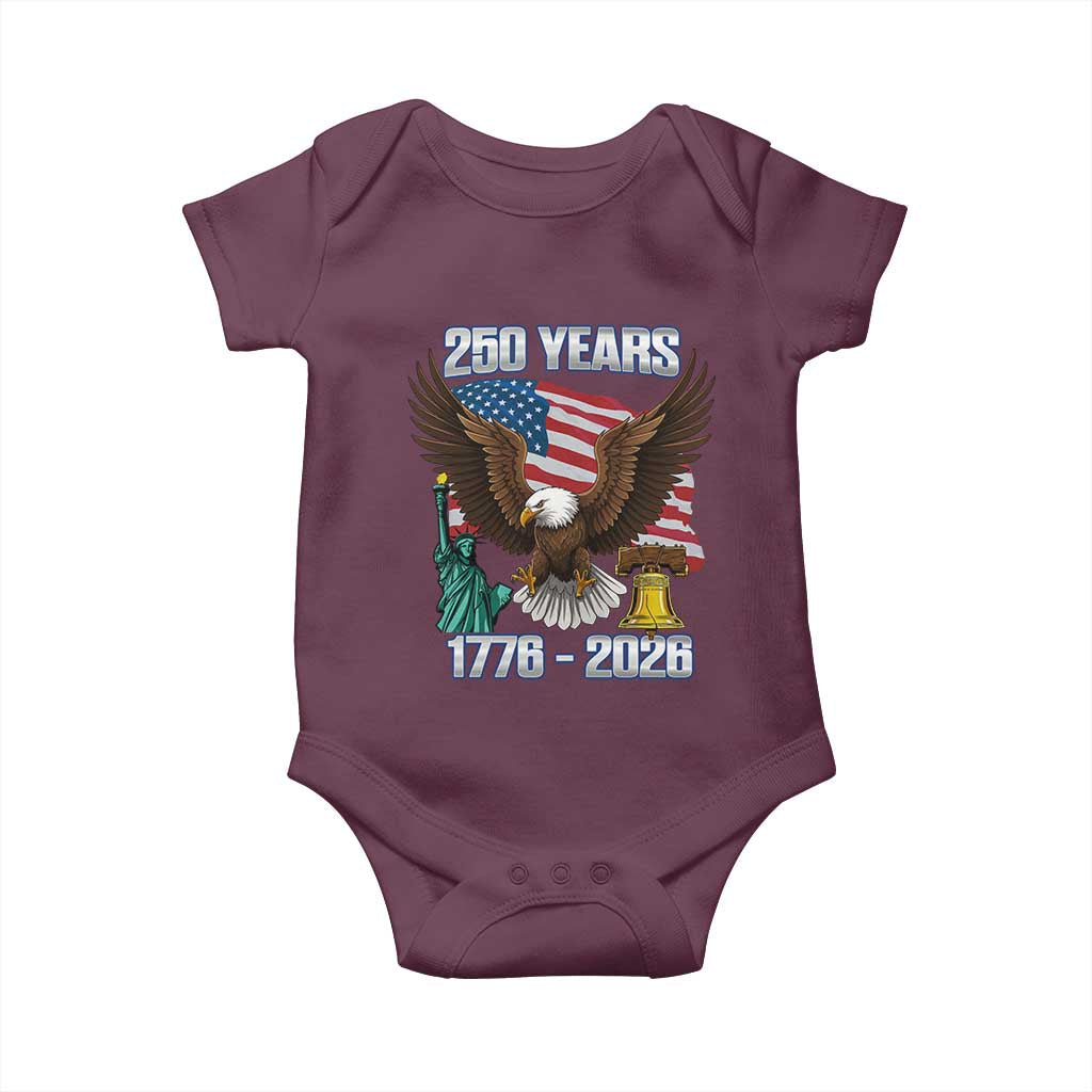 250 Years of Freedom 1776 2026 Patriotic Eagle Baby Onesie 4th of July American Flag Liberty Bell Statue of Liberty