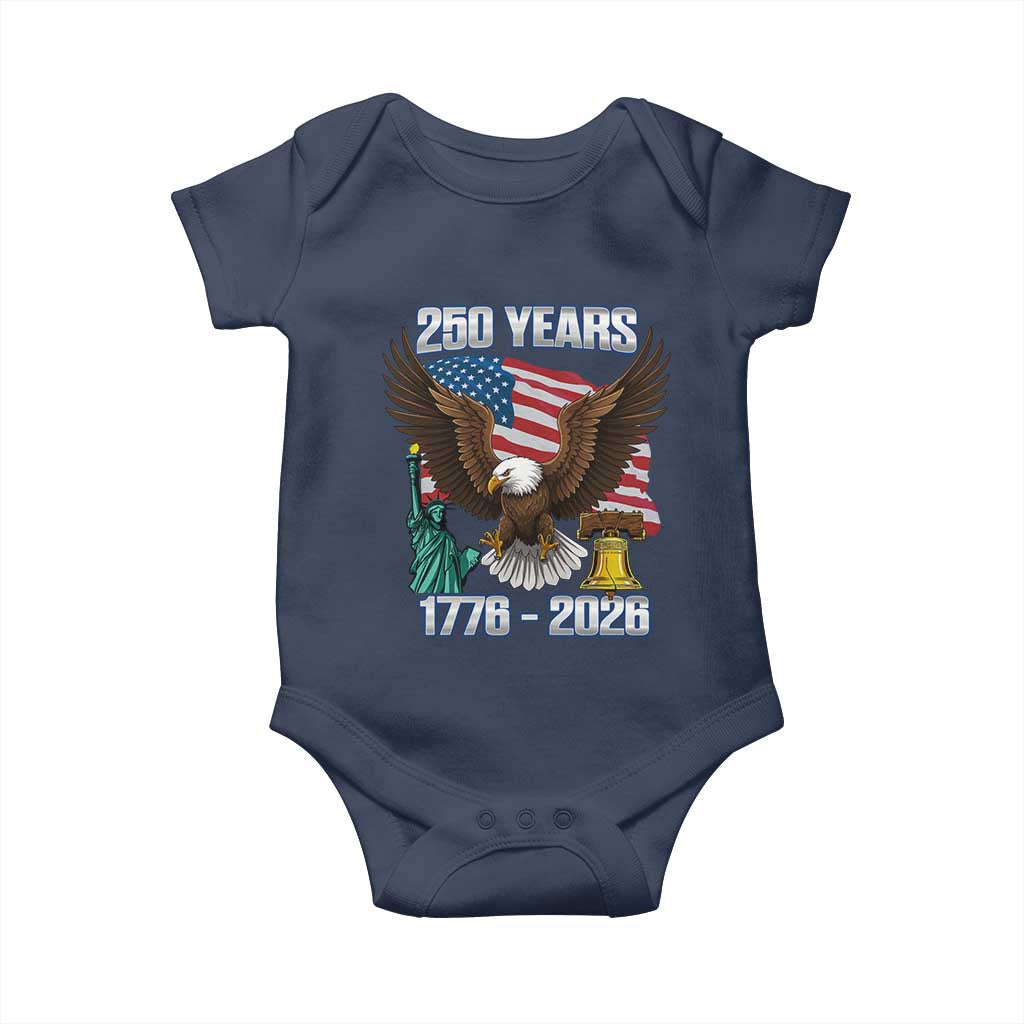 250 Years of Freedom 1776 2026 Patriotic Eagle Baby Onesie 4th of July American Flag Liberty Bell Statue of Liberty